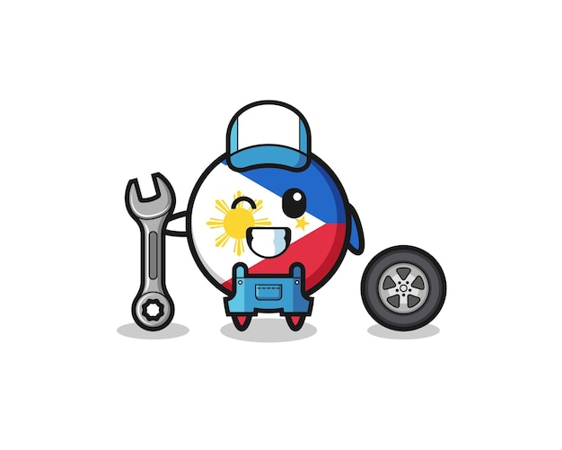 the philippines flag character as a mechanic mascot
