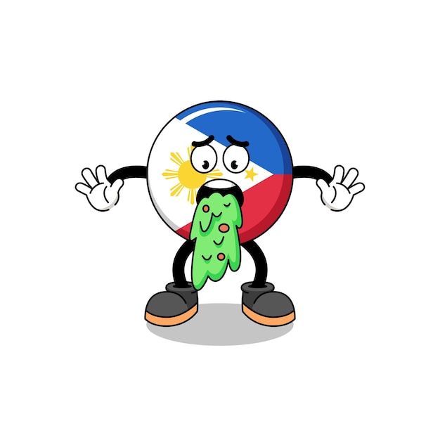 Philippines flag mascot cartoon vomiting