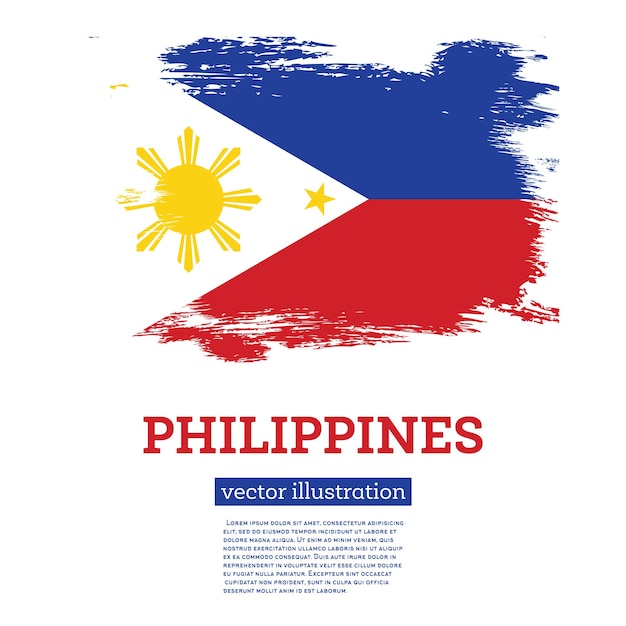 Philippines Flag with Brush Strokes Independence Day