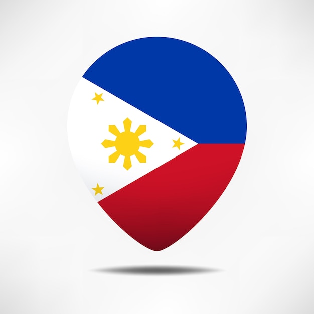 Philippines map pointers flag with shadow Pin flag