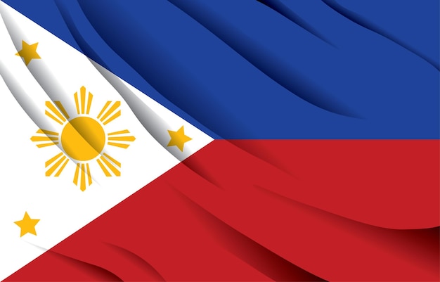 philippines national flag waving realistic vector illustration