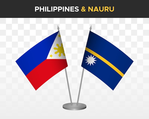 Philippines vs nauru desk flags mockup isolated 3d vector illustration table flags