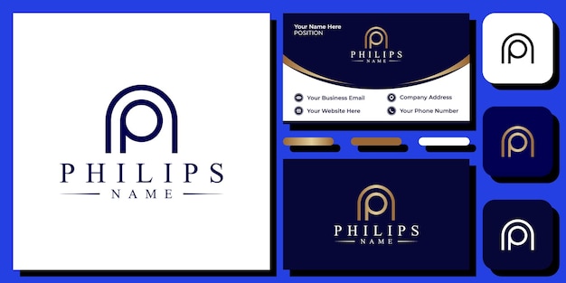 Philips Name title initials clean simple minimalist with business card template