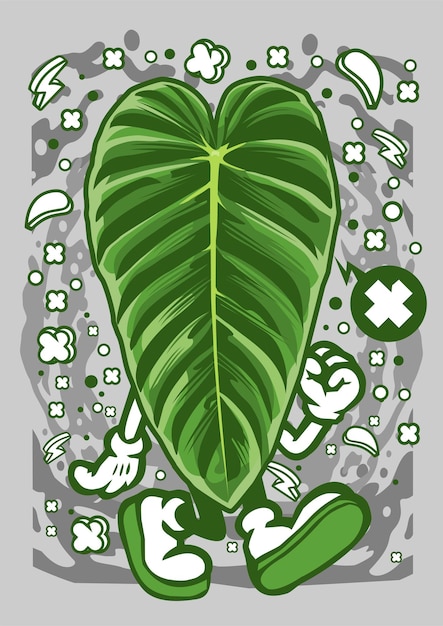 Philodendron Esmeraldense Cartoon Character