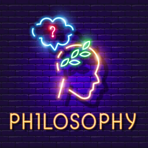 Philosopher vector neon sign Philosophy lesson Glowing icon