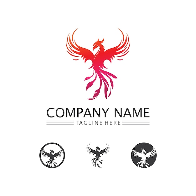 Phoenix bird symbol and logo design vector illustration