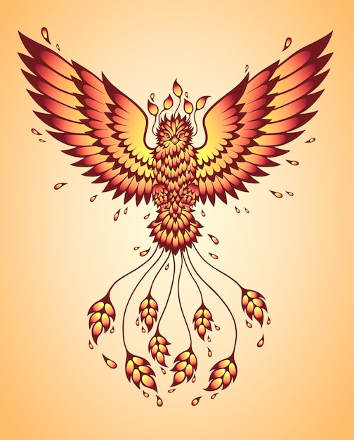 Phoenix color Bird in flight Tattoo tshirt graphics