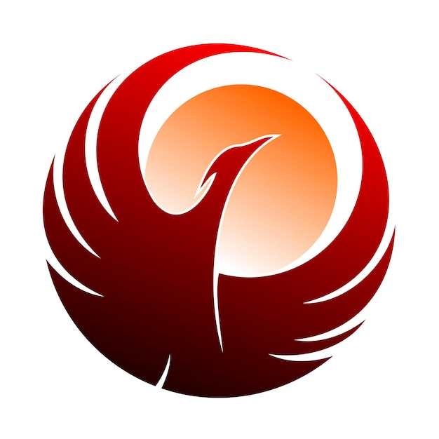 Phoenix Flying Reaching the Moon Simple Logo Design