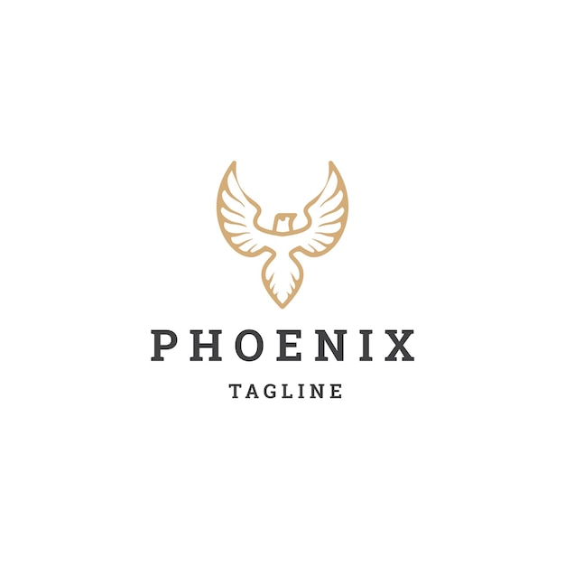 Phoenix line logo icon design template flat vector