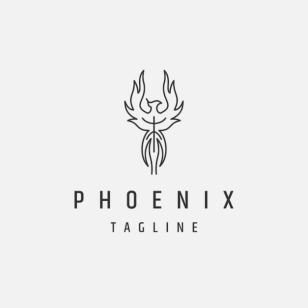 Phoenix line logo icon design template flat vector