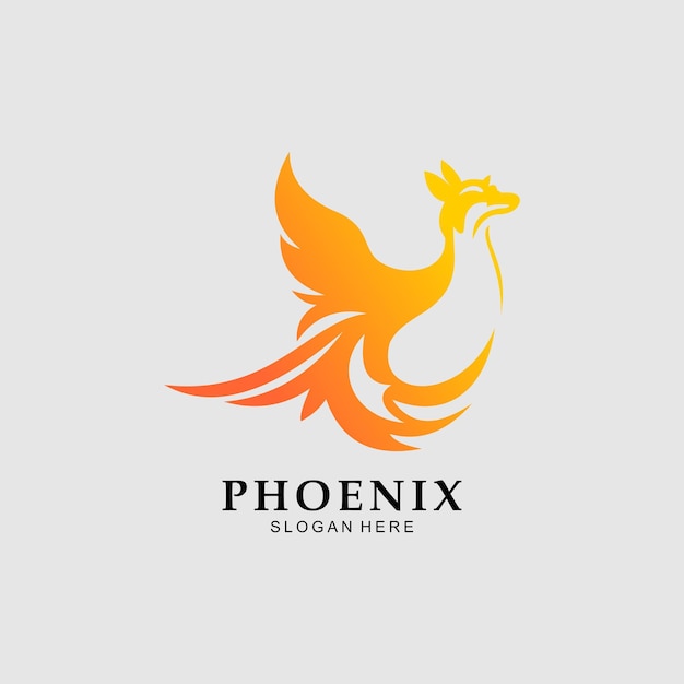 Phoenix Logo flying bird abstract design vector template