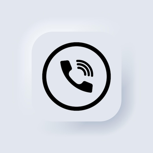 Phone button. Call icon. Smartphone. Elements for mobile concepts and web apps. Neumorphic UI UX white user interface web button. Neumorphism. Vector EPS 10.