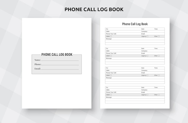 Phone call log book kdp interior