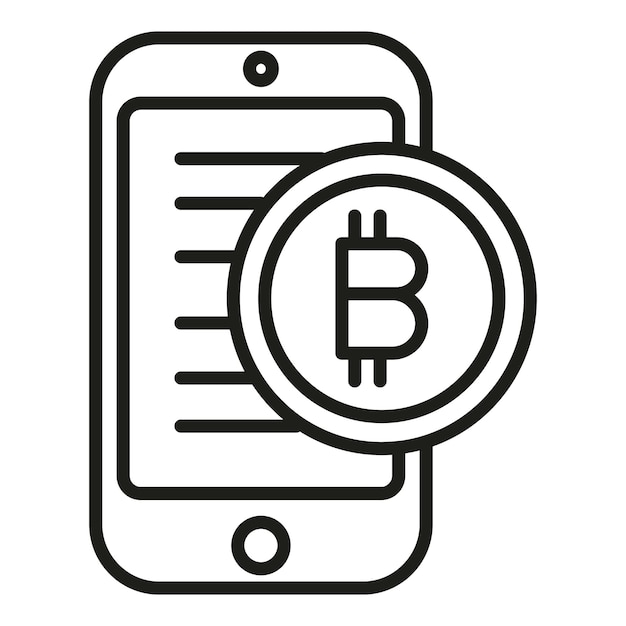 Phone finance icon outline vector Crypto bitcoin Payment financial