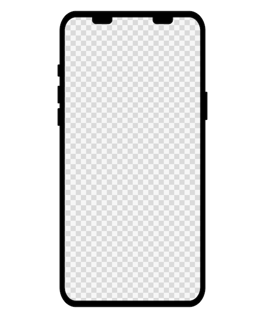 Phone mockup. Modern phone design with blank transparent display. Front design. Presentation and infographic templates. Element for communication technologies and applications