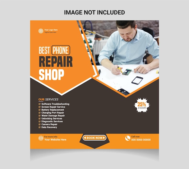 Vector phone repair social media post