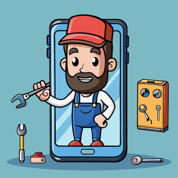 Vector phone repair vector illustration cartoon