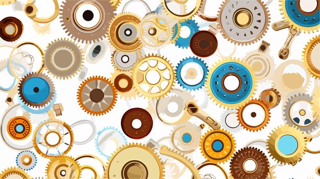 Vector phone ring gearwheels collage machinery concept for technology industry