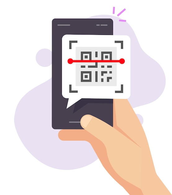 Phone scanning qr code via mobile app icon