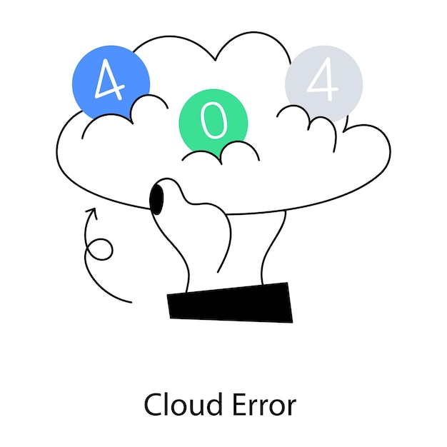 A phone screen with a cartoon of a cloud with the words 404 on it.