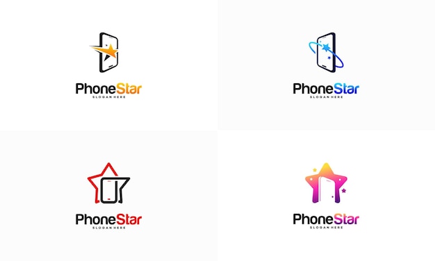 Phone Star logo designs concept vector Bright Phone logo template designs