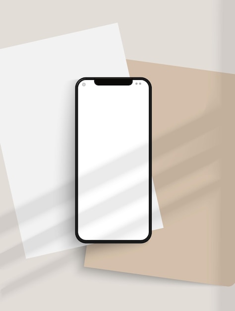 Vector phone template with shadow vector mockup with place for your design