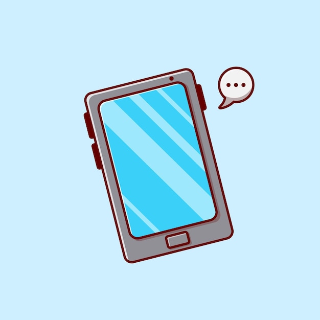 Phone with bubble chat icon cartoon illustration