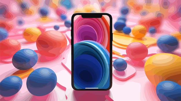 a phone with a colorful background with a colorful design