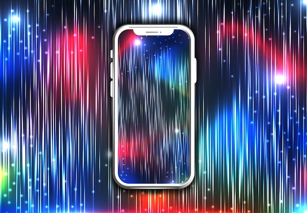 Phone with colorfull background vector illustration