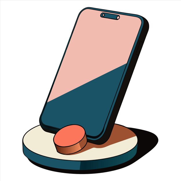 Vector a phone with a pink case on it and a red cap on it