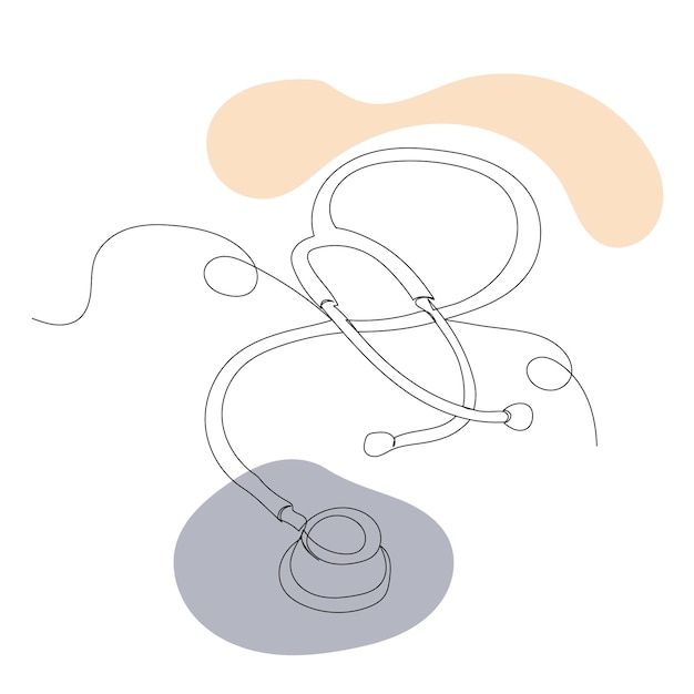 Phonendoscope drawing by one continuous line vector