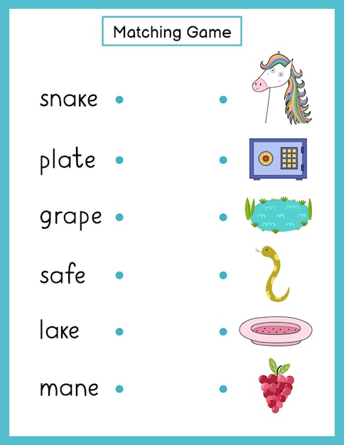 Phonics matching game with ae spelling rule Match the phonics sound words with pictures activity