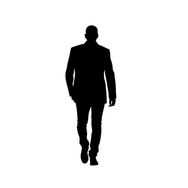 Vector photo back view of a silhouette of a bald man walking dressed in a jacket 9