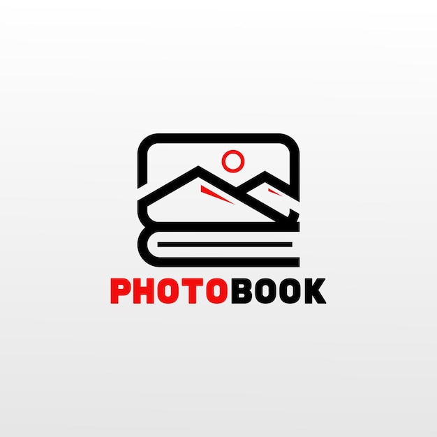 Photo Book With Mountain Simple Logo Design Illustration Premium Vector