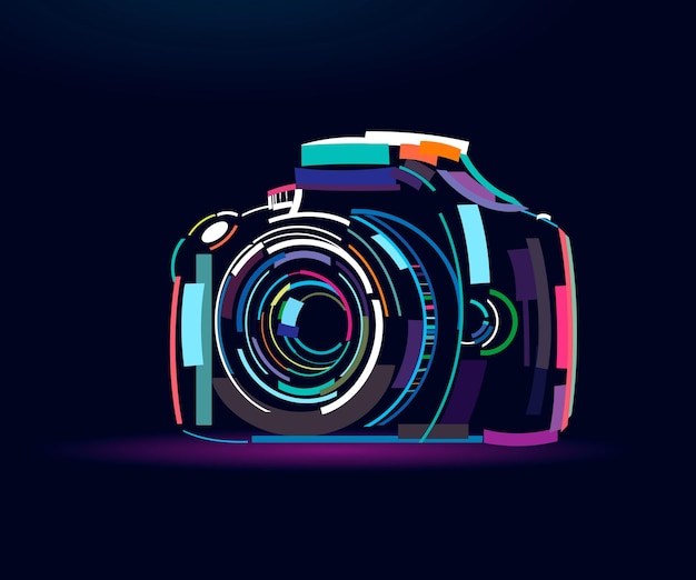 Photo camera abstract colorful drawing digital graphics Vector illustration of paints