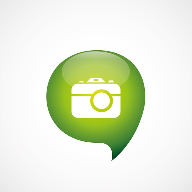 photo camera icon green think bubble symbol logo, isolated on white background