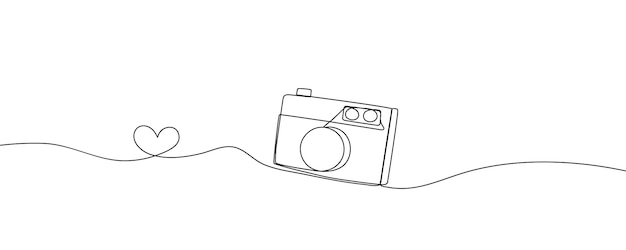 Photo camera vector illustration Modern one line art and abstract shapes