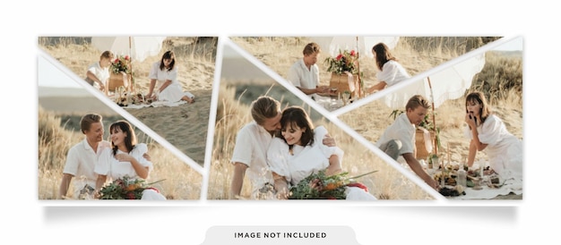 Photo collage strip effect mockup