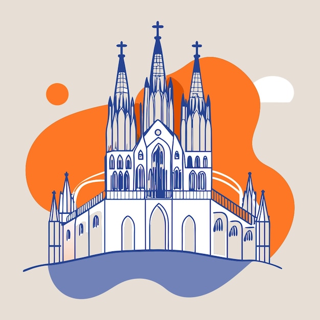 Vector photo of the famous church in spain vector illustration line circuit