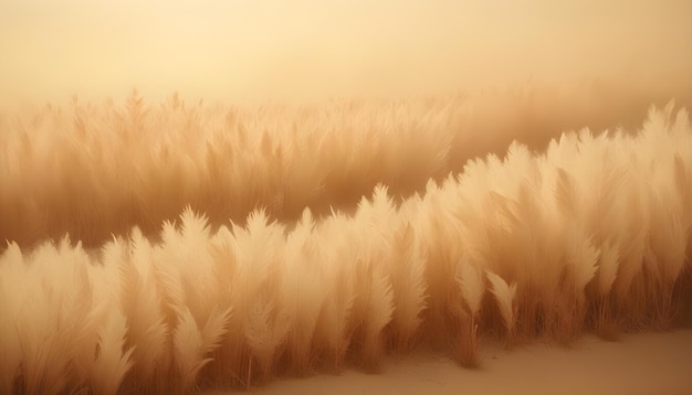 Vector a photo of a field of tall grass with a soft golden light shining through