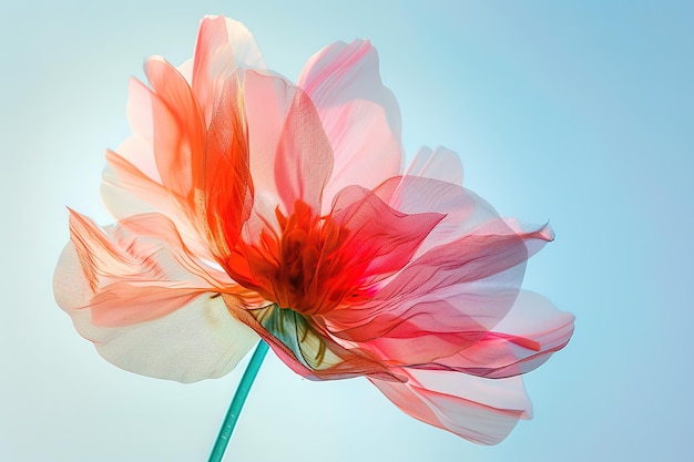 Vector photo of flower in pink on white background in the style of mary blair dark orange and light azure l