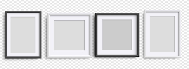 Photo Frames isolated,realistic square black and white frames mockup, vector set . Empty framing for your design. Vector template for picture, painting, poster, lettering or photo gallery