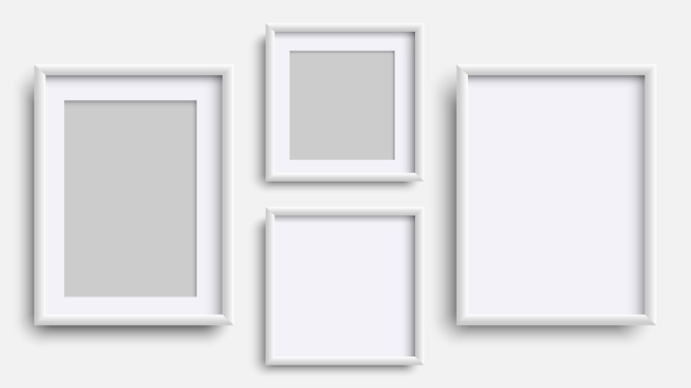 Photo Frames isolated on white, realistic square white frames set.