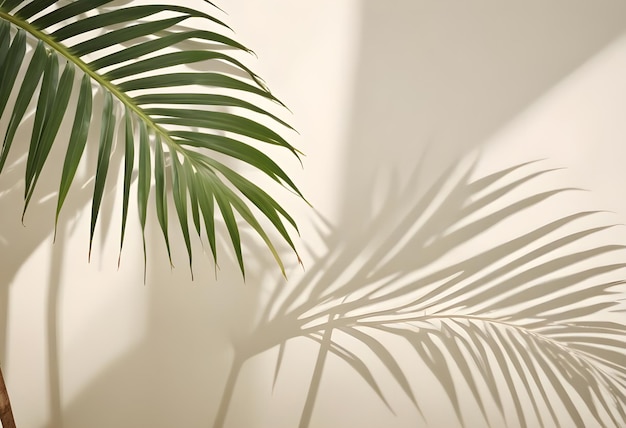 Vector a photo of palm leaves casting shadows on a creamcolored wall creating a tropical and minimalist aesthetic