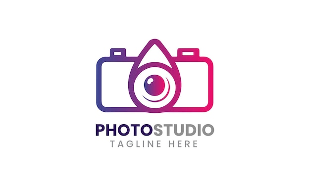 Photo studio camera icon film lens light vector logo modern minimalist unique studio template