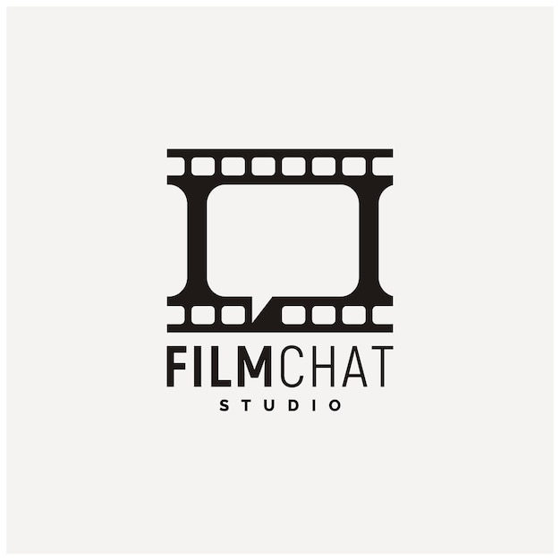 Photo or Video Negative film stripes with Bubble Chat for Movie Cinema Production Logo Design logo