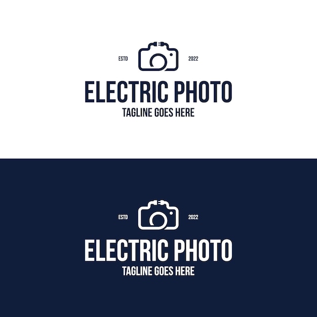 Photo with socket plug electric logo design inspiration