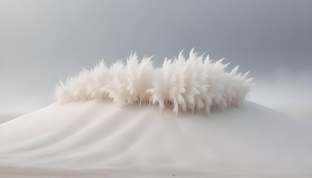 Vector a photograph of a white sand dune with a cluster of white feathery plants growing on top the image evokes a sense of tranquility and the beauty of natural landscapes