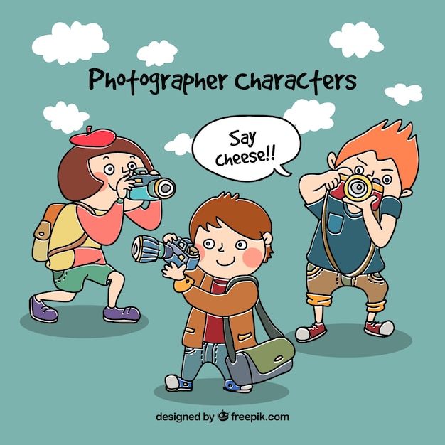 photographer characters in hand drawn style