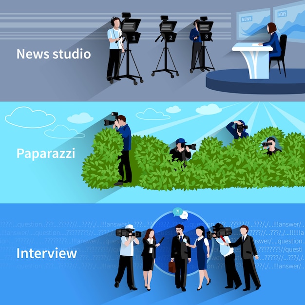 Photographer and videographer horizontal banners set 